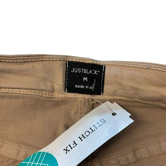 Just Black Denim Women’s M Odyssey Khaki Mini Skirt Tan Raw Hem Button Fly NWT - Picture 3 of 7